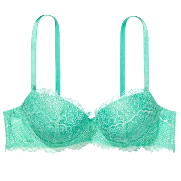 NWOT VS "Lightly Lined Lace Demi Bra" in "Sea Glass Green", size 36DD(E). - Picture 4 of 9